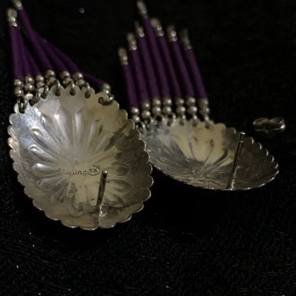 Vintage Hopi Purple Sugilite Concho earrings - Picture 4 of 9